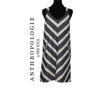 Anthropologie 9-H15 STCL Sleeveless Dress with Chevron Stripes Size 8